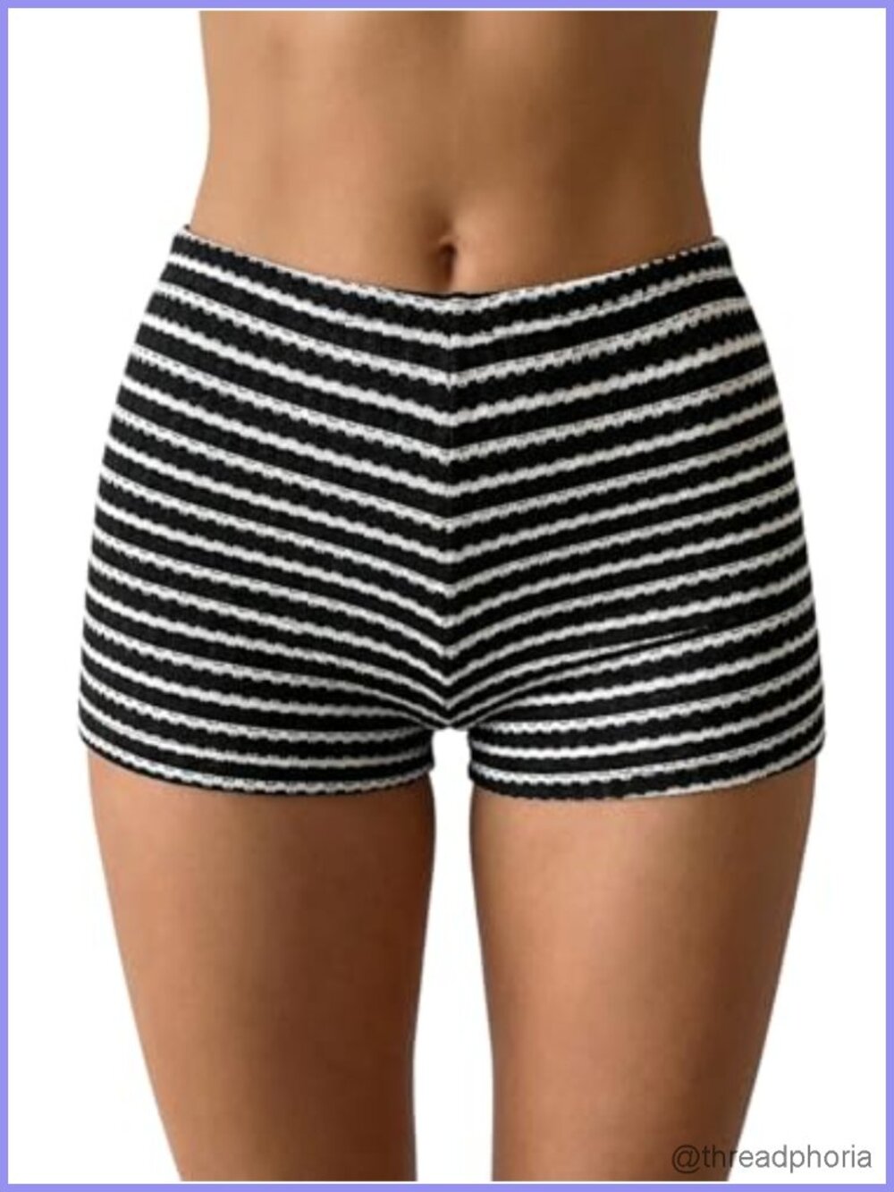 Striped Low Rise Bodycon Mini Workout Running Casual Shorts